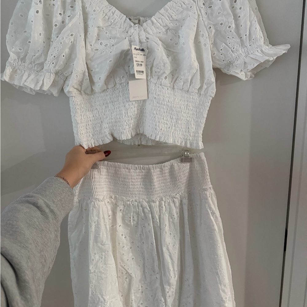 White Eyelet Matching Set- NWT